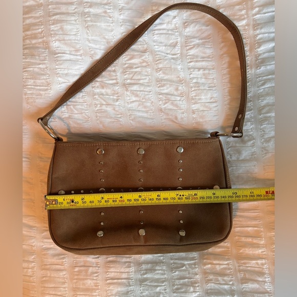 Suede Jeanne Lottie Dark Taupe Studded Shoulder Bag - Picture 6 of 9
